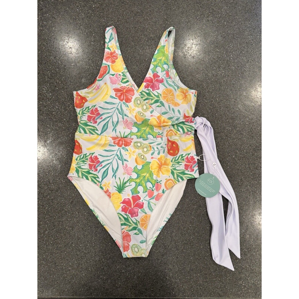 NEW Caden Lane Floral Fruit Women One Piece‎ Swimsuit XL